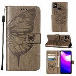 For Tecno Pop 5 Go Embossed Butterfly Leather Phone Case(Grey)