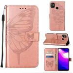 For Tecno Pop 5 Go Embossed Butterfly Leather Phone Case(Rose Gold)