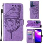 For Tecno Pop 5 LTE Embossed Butterfly Leather Phone Case(Light Purple)