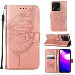 For Tecno Spark 8 Embossed Butterfly Leather Phone Case(Rose Gold)