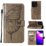 For Tecno Spark Go 2022 Embossed Butterfly Leather Phone Case(Grey)