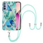 For Motorola Moto G31 / G41 Electroplating Splicing Marble TPU Phone Case with Lanyard(Green)