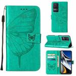 For Xiaomi Redmi K50 / K50 Pro Embossed Butterfly Leather Phone Case(Green)