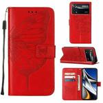 For Xiaomi Poco X4 Pro 5G Embossed Butterfly Leather Phone Case(Red)
