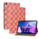 For Lenovo Tab M10 Plus 10.6 3rd Gen. Color Weave Leather Tablet Case with Holder(Rose Red)