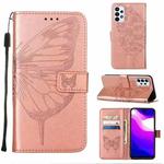 For Samsung Galaxy A23 4G / 5G Embossed Butterfly Leather Phone Case(Rose Gold)