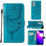 For Samsung Galaxy A23 4G / 5G Embossed Butterfly Leather Phone Case(Blue)