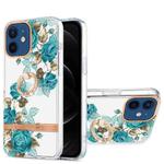 For iPhone 12 / 12 Pro Ring IMD Flowers TPU Phone Case(Blue Rose)