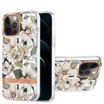 For iPhone 12 Pro Max Ring IMD Flowers TPU Phone Case(Green Gardenia)