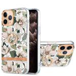 For iPhone 11 Pro Max Ring IMD Flowers TPU Phone Case (Green Gardenia)
