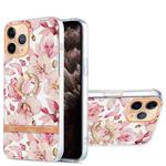 For iPhone 11 Pro Max Ring IMD Flowers TPU Phone Case (Pink Gardenia)
