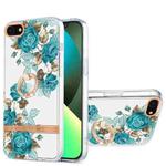 For iPhone SE 2022 / SE 2020 / 8 / 7 Ring IMD Flowers TPU Phone Case(Blue Rose)