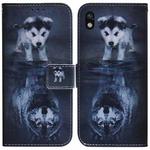 For Sony Xperia Ace III Coloured Drawing Leather Phone Case(Wolf and Dog)