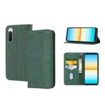 For Sony Xperia 10 IV Woven Texture Stitching Magnetic PU Leather Phone Case(Green)
