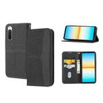 For Sony Xperia 10 IV Woven Texture Stitching Magnetic PU Leather Phone Case(Black)