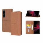 For Sony Xperia 1 IV Woven Texture Stitching Magnetic PU Leather Phone Case(Brown)