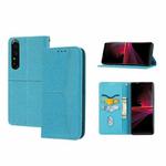 For Sony Xperia 1 IV Woven Texture Stitching Magnetic PU Leather Phone Case(Blue)
