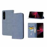 For Sony Xperia 1 IV Woven Texture Stitching Magnetic PU Leather Phone Case(Grey)