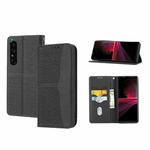 For Sony Xperia 1 IV Woven Texture Stitching Magnetic PU Leather Phone Case(Black)