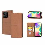 For Xiaomi Redmi 10A Woven Texture Stitching Magnetic PU Leather Phone Case(Brown)