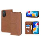 For Xiaomi Redmi Note 11E Woven Texture Stitching Magnetic PU Leather Phone Case(Brown)
