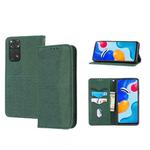 For Xiaomi Redmi Note 11E Woven Texture Stitching Magnetic PU Leather Phone Case(Green)