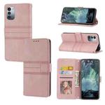 For Nokia G21 / G11 Embossed Striped Magnetic Buckle Horizontal Flip Phone Leather Case(Pink)