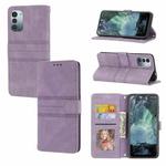 For Nokia G21 / G11 Embossed Striped Magnetic Buckle Horizontal Flip Phone Leather Case(Purple)