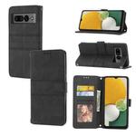 For Google Pixel 7 Pro Embossed Striped Magnetic Buckle Horizontal Flip Phone Leather Case(Black)