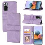 For Xiaomi Redmi 10 5G Embossed Striped Magnetic Buckle Horizontal Flip Phone Leather Case(Purple)