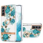 For Samsung Galaxy S22 5G Ring IMD Flowers TPU Phone Case(Blue Rose)