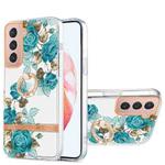 For Samsung Galaxy S21 5G Ring IMD Flowers TPU Phone Case(Blue Rose)