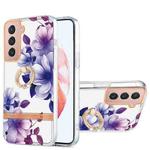 For Samsung Galaxy S21 5G Ring IMD Flowers TPU Phone Case(Purple Begonia)