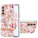 For Samsung Galaxy S21 5G Ring IMD Flowers TPU Phone Case(Pink Gardenia)