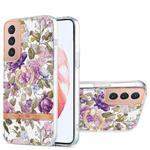 For Samsung Galaxy S21 5G Ring IMD Flowers TPU Phone Case(Purple Peony)