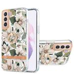 For Samsung Galaxy S21+ 5G Ring IMD Flowers TPU Phone Case(Green Gardenia)