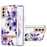 For Samsung Galaxy S21+ 5G Ring IMD Flowers TPU Phone Case(Purple Begonia)