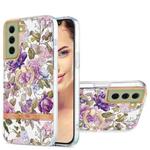 For Samsung Galaxy S21 FE 5G Ring IMD Flowers TPU Phone Case(Purple Peony)