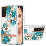 For Samsung Galaxy S20 Ring IMD Flowers TPU Phone Case(Blue Rose)