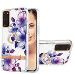 For Samsung Galaxy S20 Ring IMD Flowers TPU Phone Case(Purple Begonia)