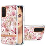 For Samsung Galaxy S20 Ring IMD Flowers TPU Phone Case(Pink Gardenia)