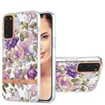 For Samsung Galaxy S20 Ring IMD Flowers TPU Phone Case(Purple Peony)