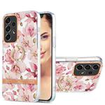 For Samsung Galaxy A33 5G Ring IMD Flowers TPU Phone Case(Pink Gardenia)