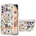 For Samsung Galaxy A73 5G Ring IMD Flowers TPU Phone Case(Green Gardenia)