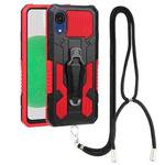 For Samsung Galaxy A03 Core Lanyard Mecha Armor Kickstand PC + TPU Phone Case(Red)