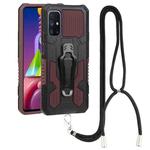 For Samsung Galaxy M52 Lanyard Mecha Armor Kickstand PC + TPU Phone Case(Brown)