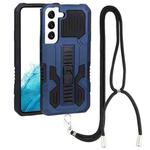 For Samsung Galaxy S22 5G Vanguard Lanyard Kickstand TPU + PC Phone Case(Blue)