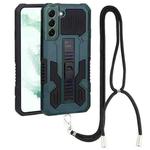 For Samsung Galaxy S22+ 5G Vanguard Lanyard Kickstand TPU + PC Phone Case(Green)