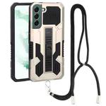 For Samsung Galaxy S22+ 5G Vanguard Lanyard Kickstand TPU + PC Phone Case(Gold)