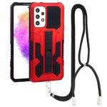 For Samsung Galaxy A73 5G Vanguard Lanyard Kickstand TPU + PC Phone Case(Red)